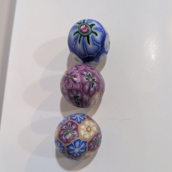 Egg Shaped Candles Milliefiori Design 2.5" × 1.5" Set of 3Decorative Eggs Easter - Picture 3 of 3